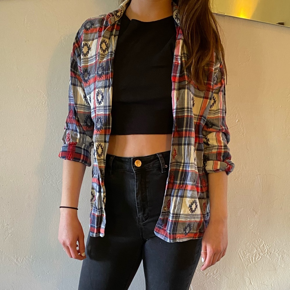 Topshop | Red, White, & Blue Aztec Flannel